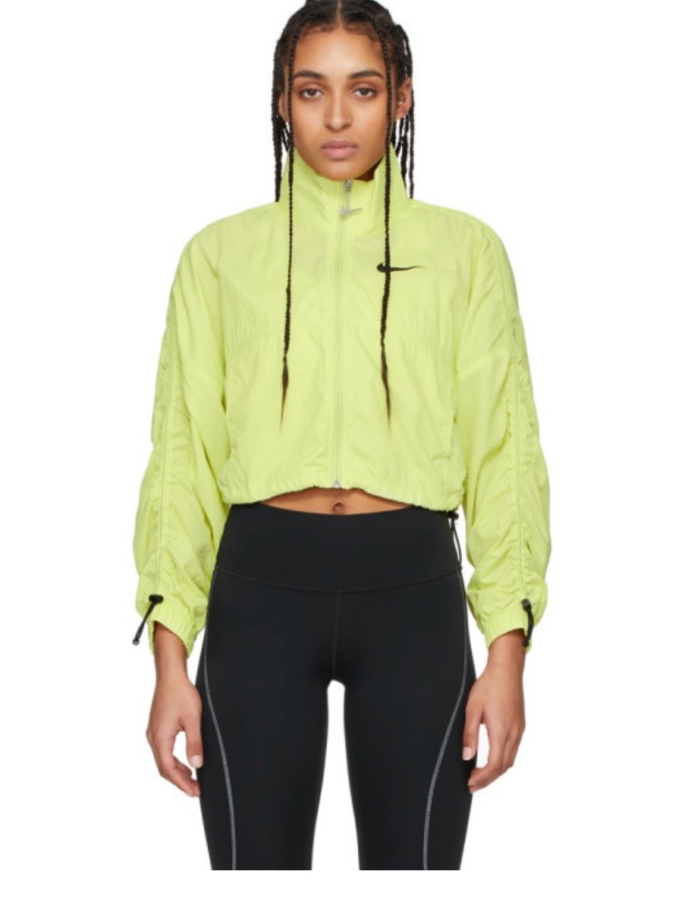 Nike Women’s Neon Lime Cropped Bomber Jacket